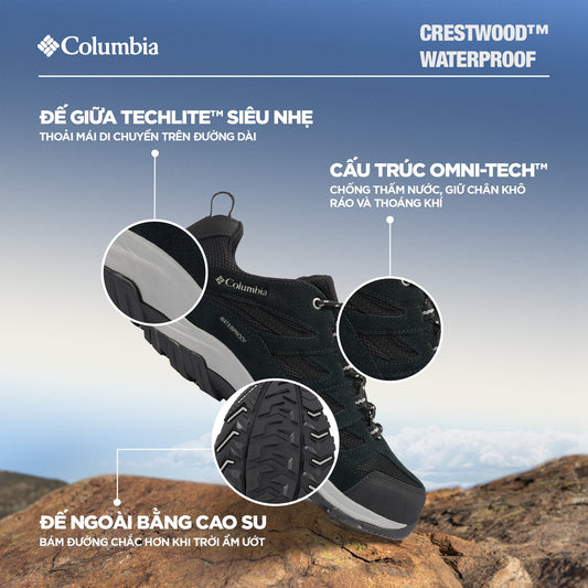 Giày Thể Thao Đa Năng Nam Columbia Crestwood™ Waterproof (Phiên Bản Mới Nhất 2024)- Đen - Supersports Vietnam
