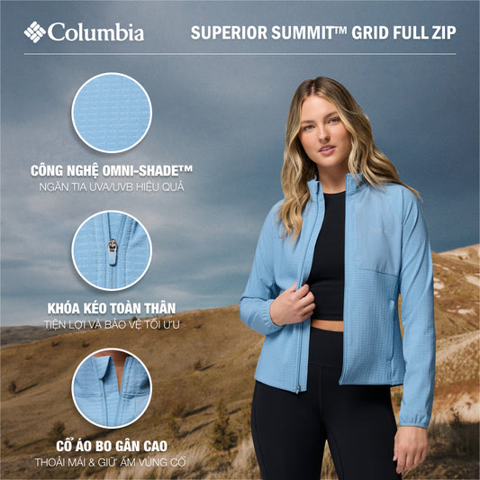 Áo Khoác Nữ Columbia Superior Summit™ Grid Full Zip - Xanh Dương - Supersports Vietnam