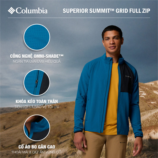 Áo Khoác Nam Columbia Superior Summit™ Grid Full Zip - Xanh Dương - Supersports Vietnam