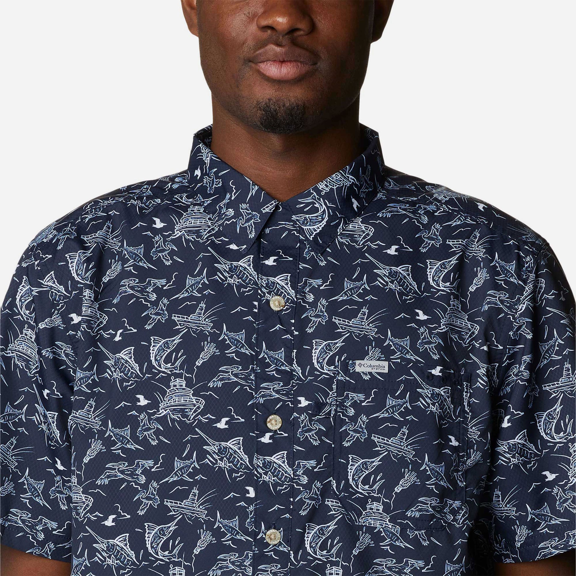 Áo Sơ Mi Ngắn Tay Chống Nắng Nam Columbia Super Slack Tide™ Camp - Xanh Navy - Supersports Vietnam