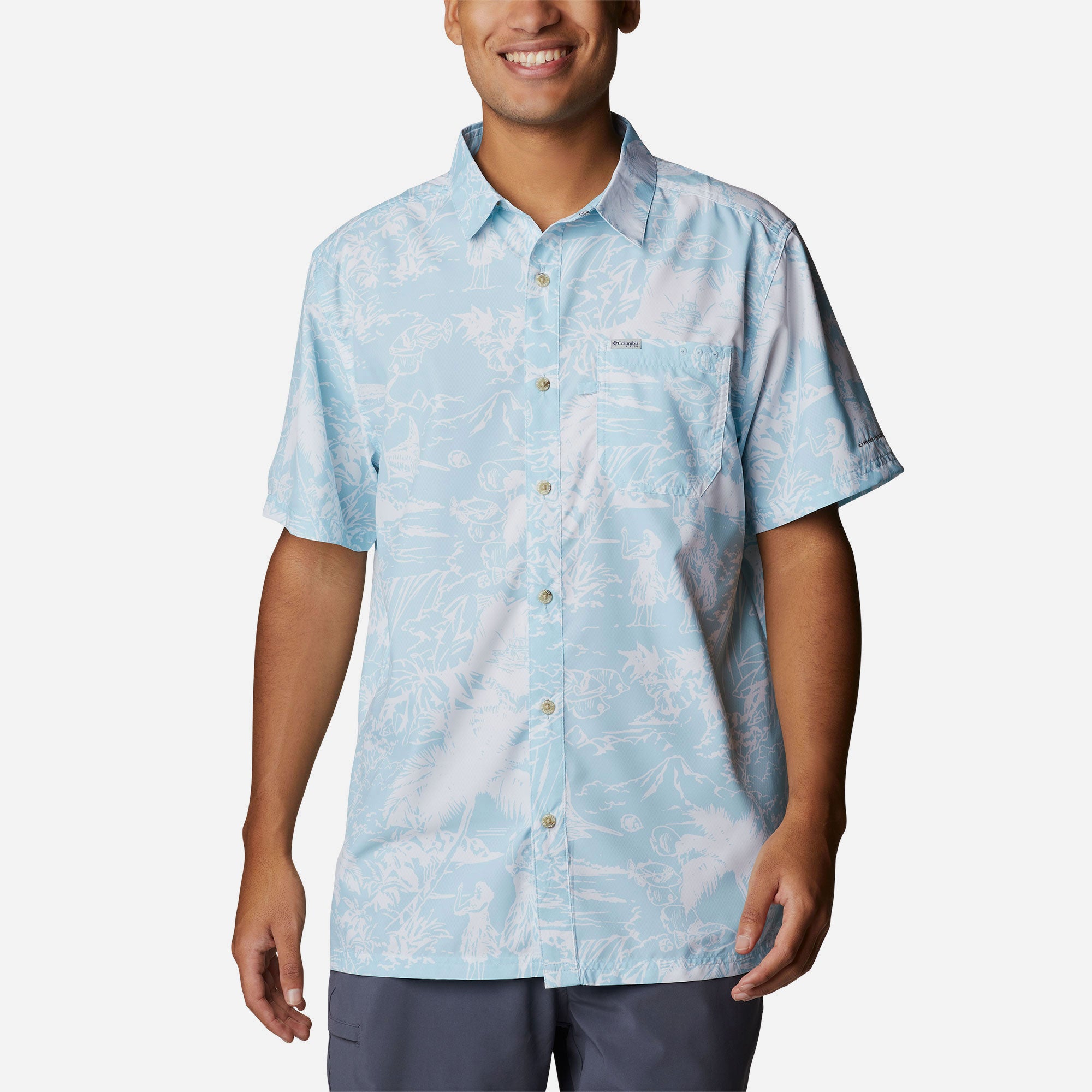 Áo Sơ Mi Ngắn Tay Chống Nắng Nam Columbia Super Slack Tide™ Camp - Xanh Dương - Supersports Vietnam