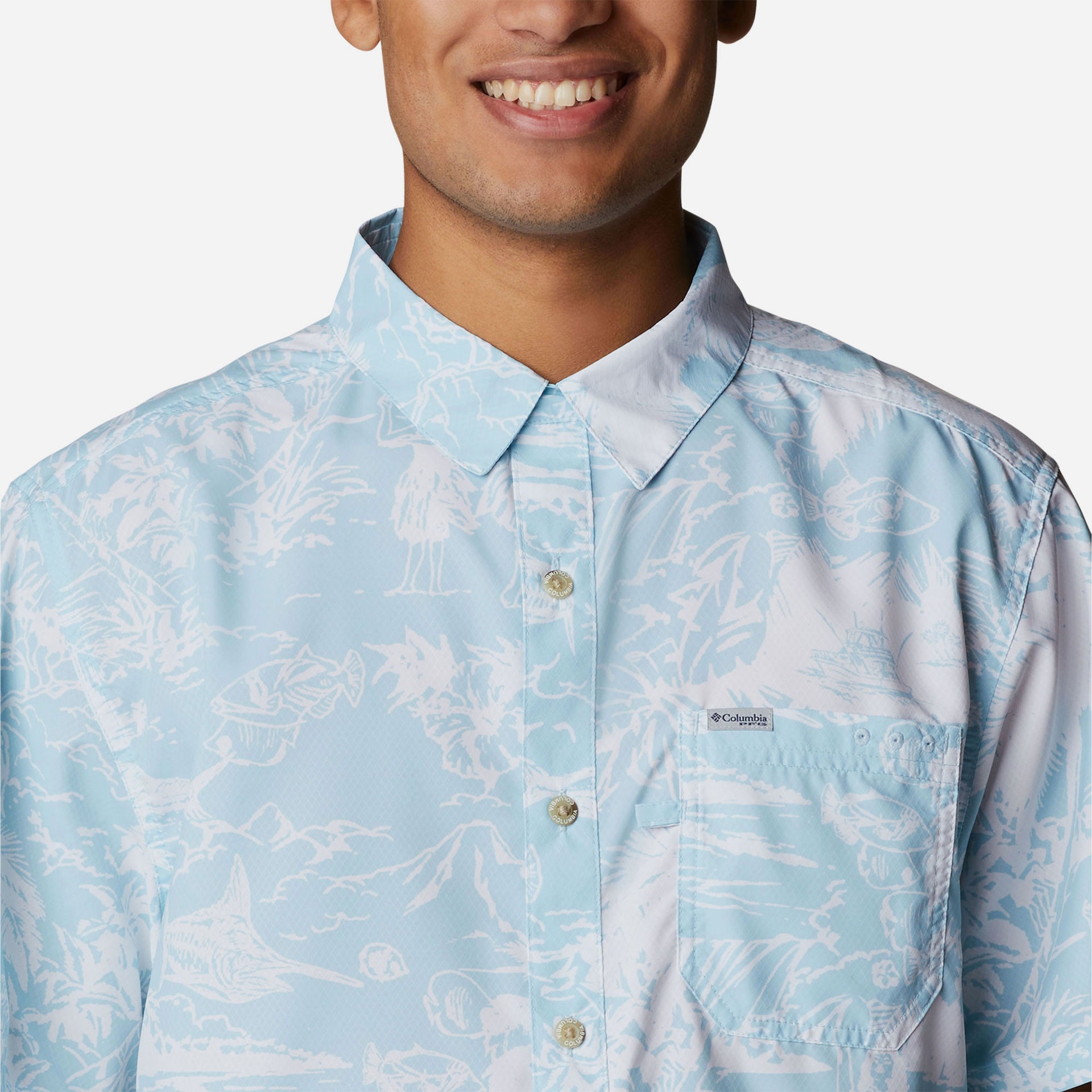 Áo Sơ Mi Ngắn Tay Chống Nắng Nam Columbia Super Slack Tide™ Camp - Xanh Dương - Supersports Vietnam