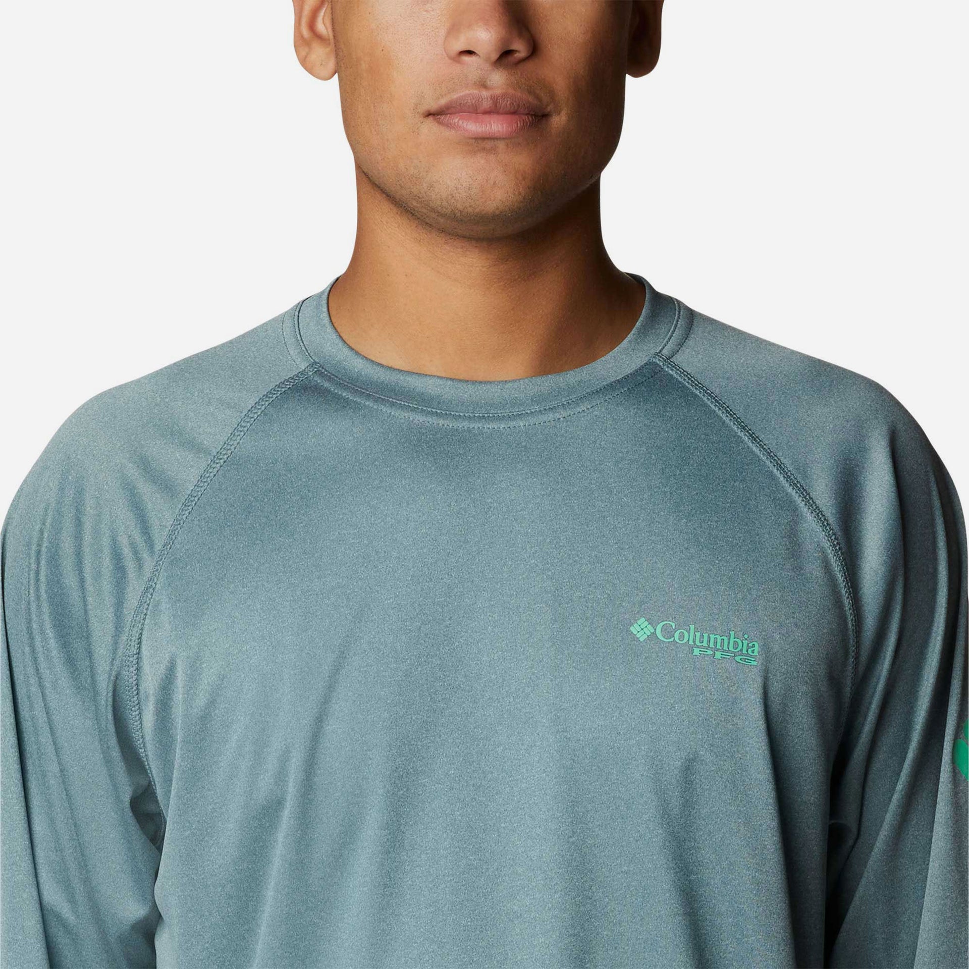 Áo Thun Dài Tay Chống Nắng Nam Columbia Pfg Terminal Tackle™ Heather - Xanh Mint - Supersports Vietnam
