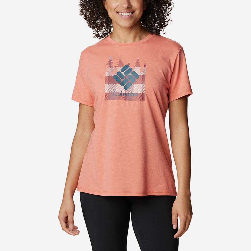 Áo Thun Ngắn Tay Chống Nắng Nữ Columbia Sun Trek™ Graphic - Cam - Supersports Vietnam