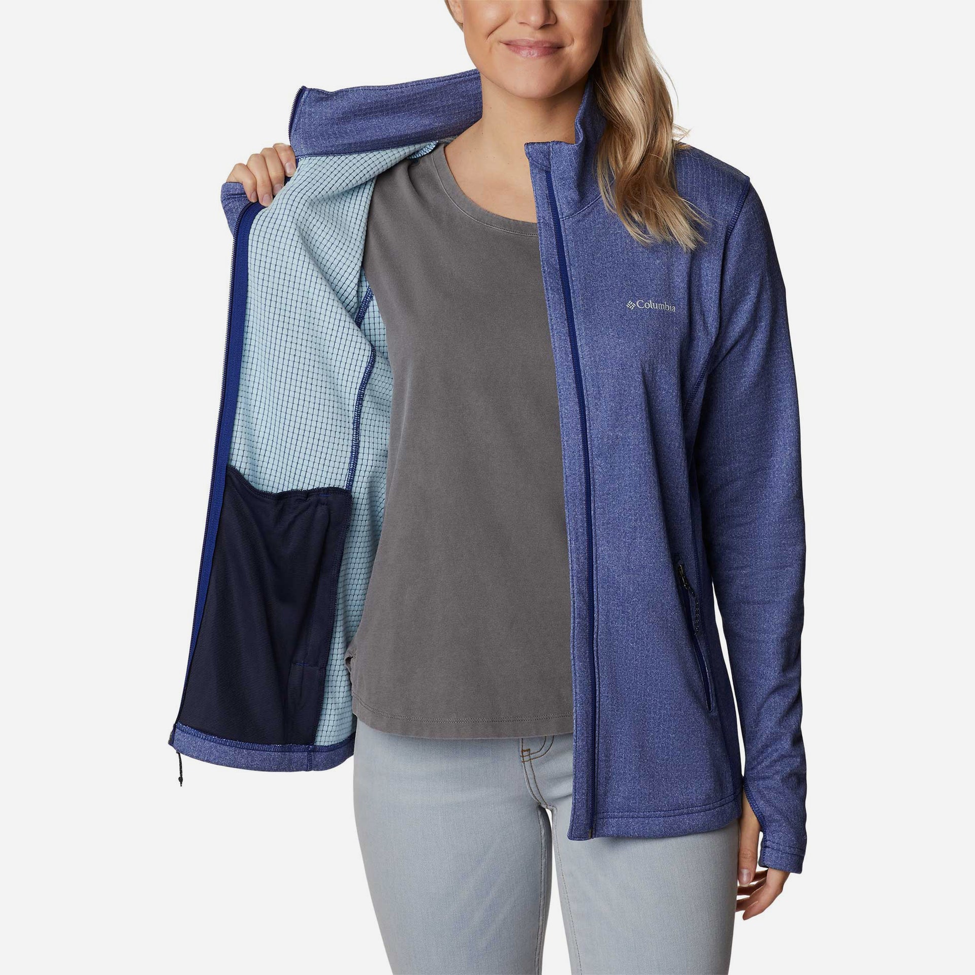 Áo Khoác Nhanh Khô Nữ Columbia W Park View™ Grid Fleece Full Zip - Xanh Dương - Supersports Vietnam