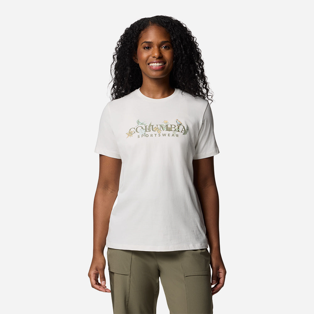 Áo Thun Tay Ngắn Nữ Columbia Boundleshort Sleeve Beauty™ Logo Short Sleeve - Trắng - Supersports Vietnam