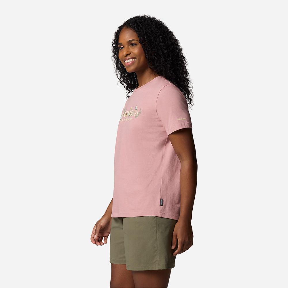 Áo Thun Tay Ngắn Nữ Columbia Boundleshort Sleeve Beauty™ Logo Short Sleeve - Hồng - Supersports Vietnam