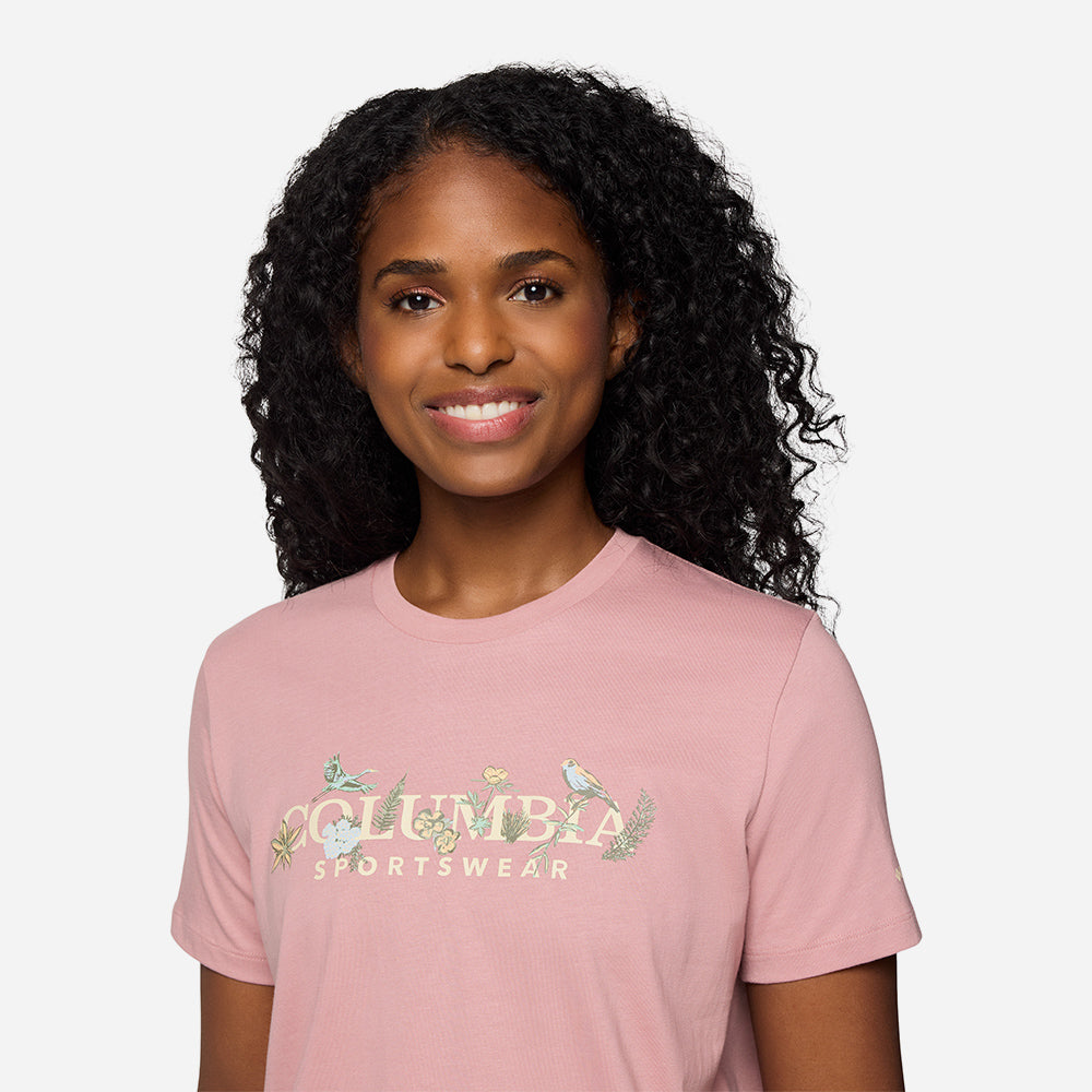 Áo Thun Tay Ngắn Nữ Columbia Boundleshort Sleeve Beauty™ Logo Short Sleeve - Hồng - Supersports Vietnam