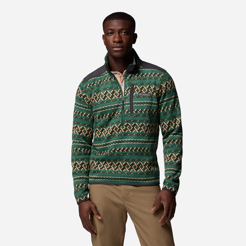 Áo Khoác Nam Columbia Sweater Weather™ Printed Half Zip II - Xanh Lá - Supersports Vietnam