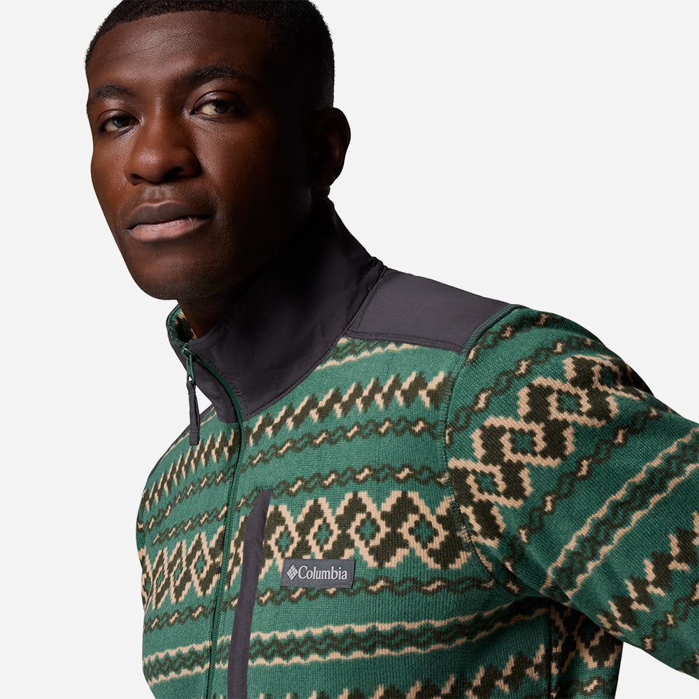 Áo Khoác Nam Columbia Sweater Weather™ Printed Half Zip II - Xanh Lá - Supersports Vietnam