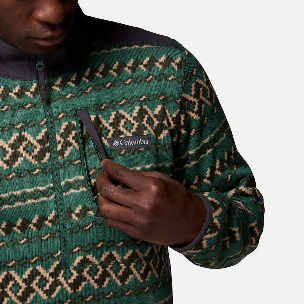 Áo Khoác Nam Columbia Sweater Weather™ Printed Half Zip II - Xanh Lá - Supersports Vietnam