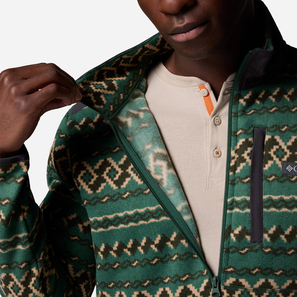 Áo Khoác Nam Columbia Sweater Weather™ Printed Half Zip II - Xanh Lá - Supersports Vietnam