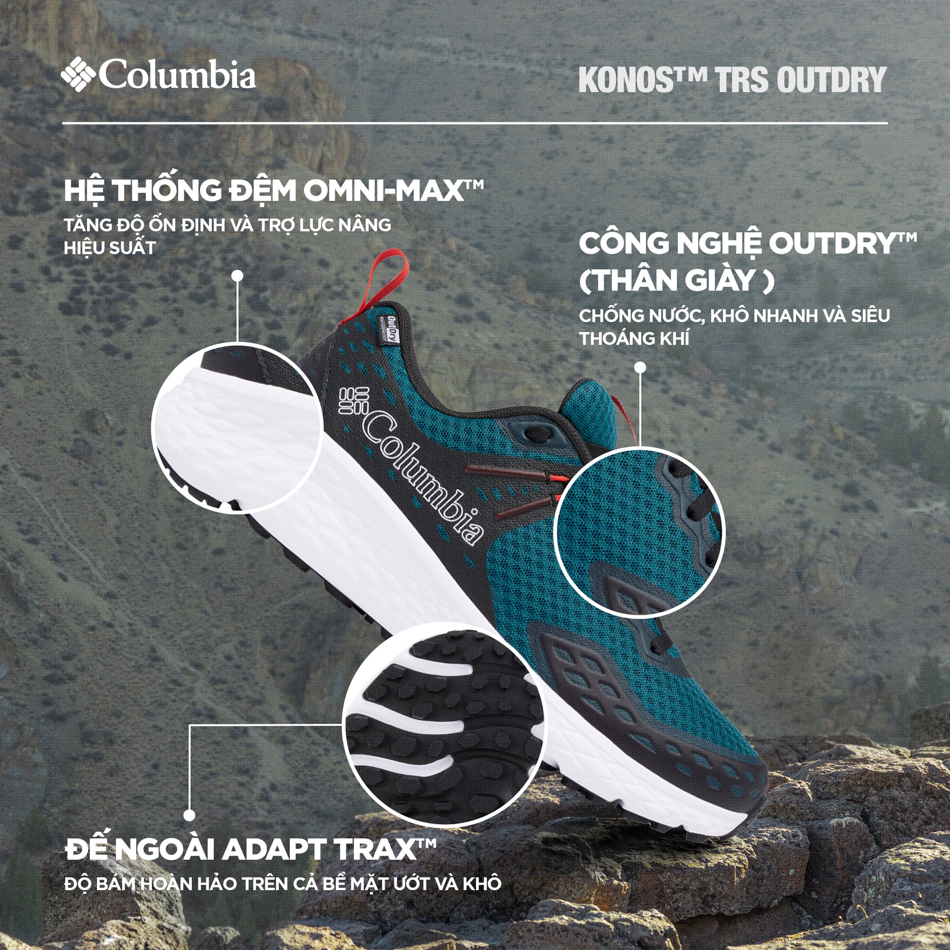 Giày Leo Núi Nam Columbia Konos™ Trs Outdry - Xanh Dương - Supersports Vietnam