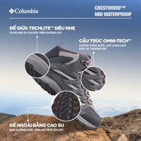 Giày Leo Núi Nữ Columbia Crestwood™ Mid Waterproof - Xám - Supersports Vietnam