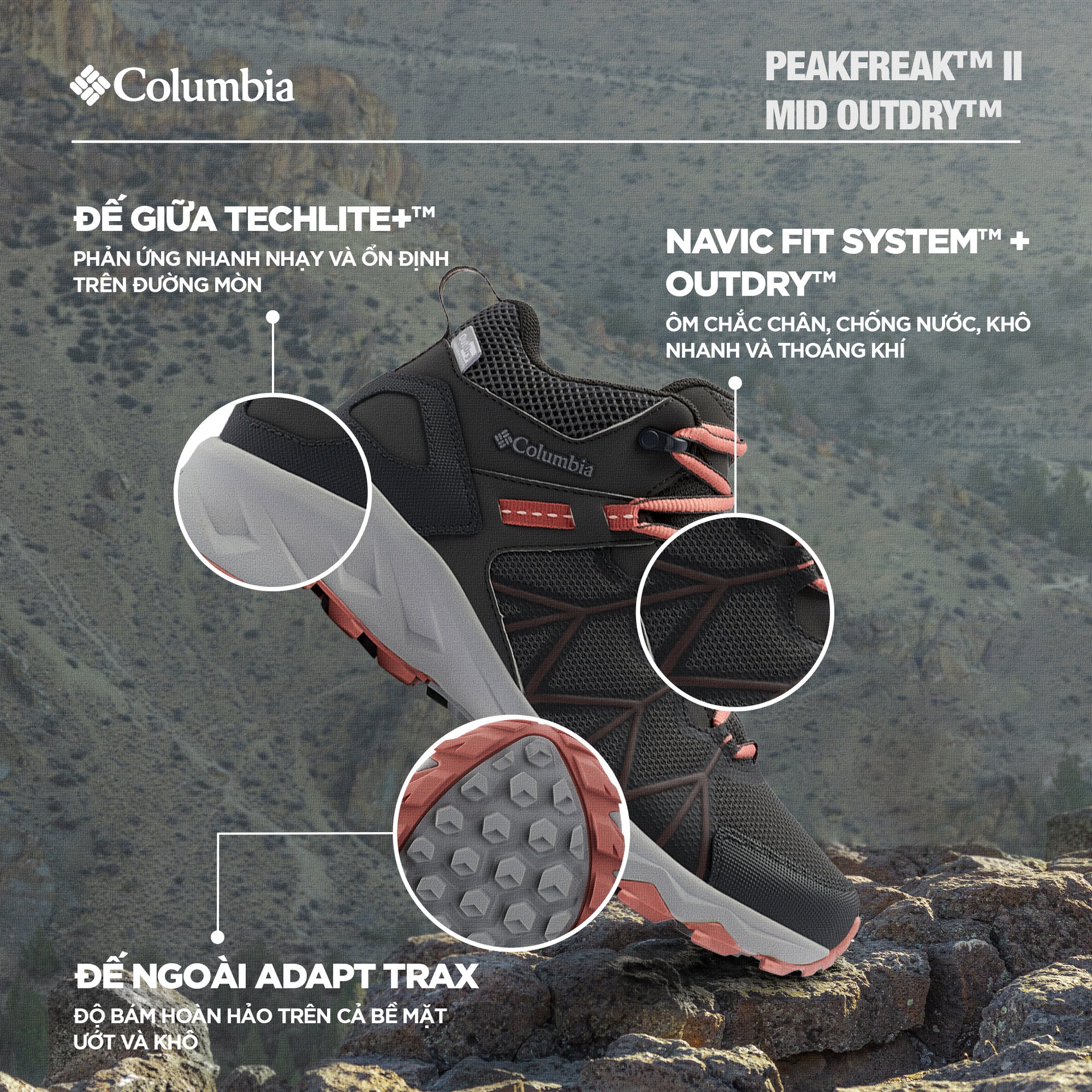 Giày Leo Núi Nữ Columbia Peakfreak™ Ii Mid Outdry™ (Phiên Bản Mới Nhất 2024) - Xám - Supersports Vietnam