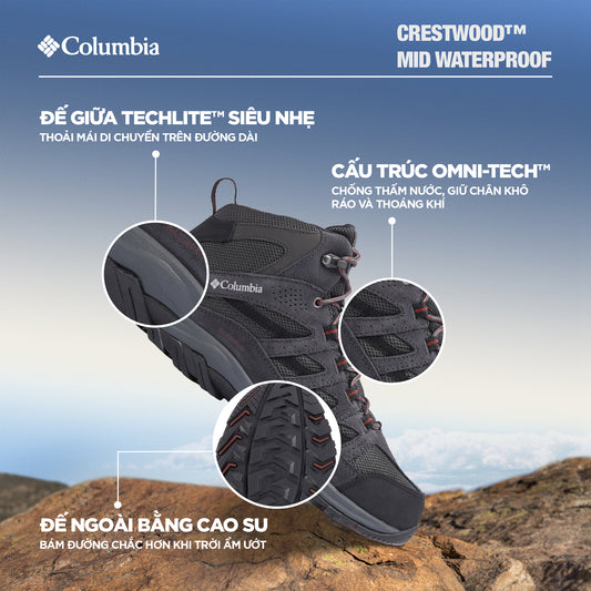 Giày Thể Thao Đa Năng Nam Columbia Crestwood™ Mid Waterproof - Xám - Supersports Vietnam