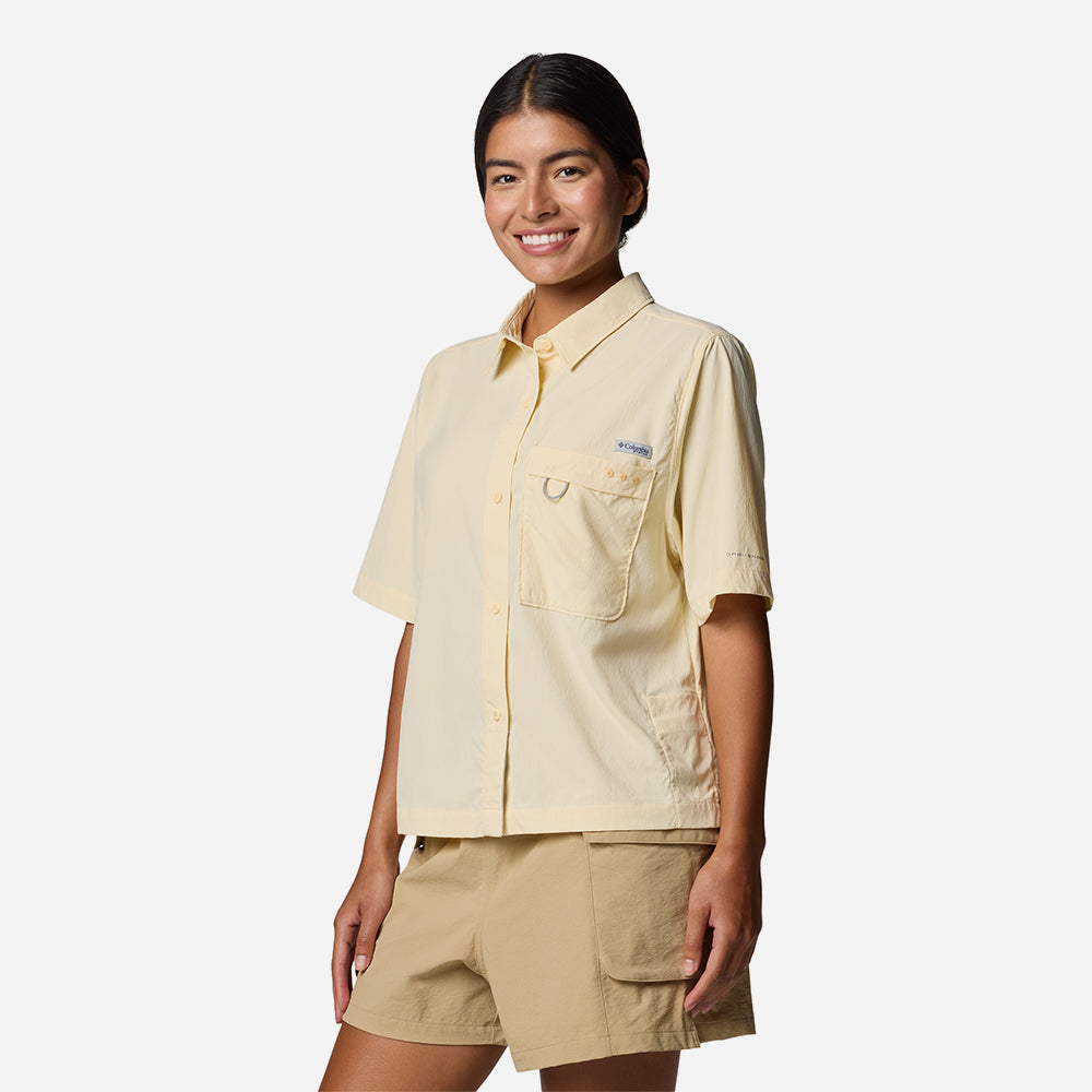 Áo Sơ Mi Tay Ngắn Nữ Columbia Wild Cast™ Short Sleeve - Vàng - Supersports Vietnam