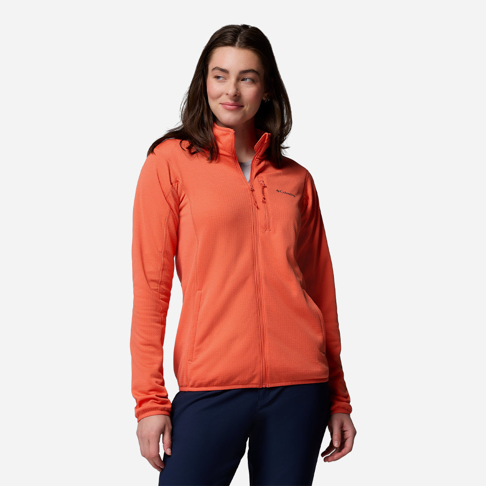 Áo Khoác Nữ Columbia Essential Hike Grid Fleece Full Zip - Cam - Supersports Vietnam