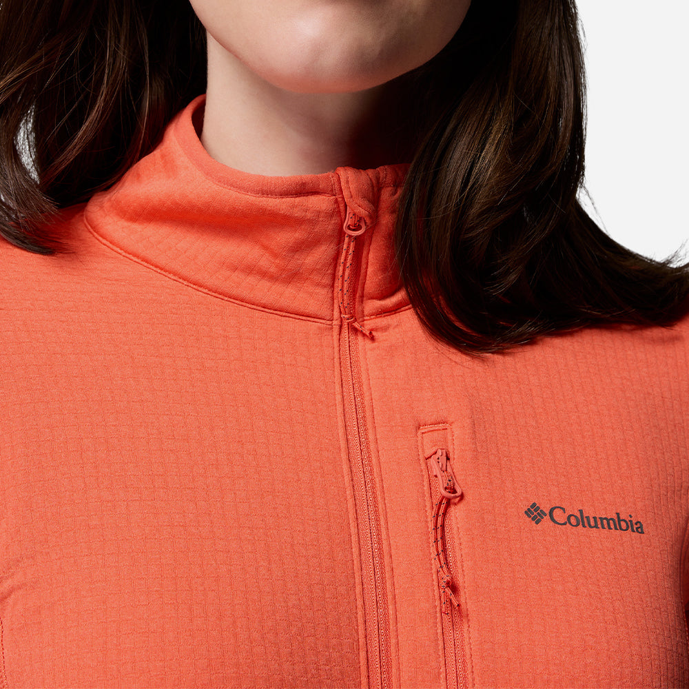 Áo Khoác Nữ Columbia Essential Hike Grid Fleece Full Zip - Cam - Supersports Vietnam
