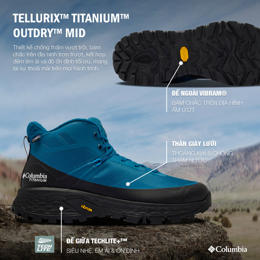 Giày Leo Núi Nam Columbia Tellurix™ Titanium™ Outdry™ Mid - Xanh Dương - Supersports Vietnam