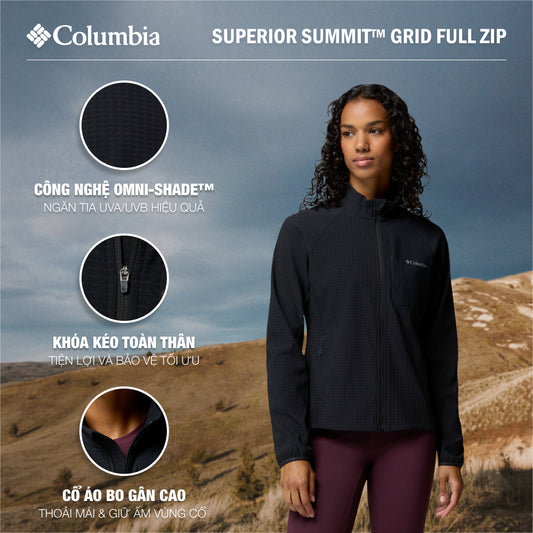 Áo Khoác Nữ Columbia Superior Summit™ Grid Full Zip - Đen - Supersports Vietnam