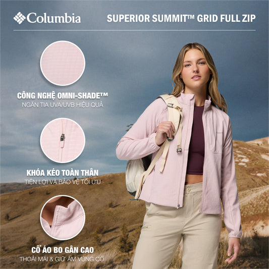 Áo Khoác Nữ Columbia Superior Summit™ Grid Full Zip - Hồng - Supersports Vietnam