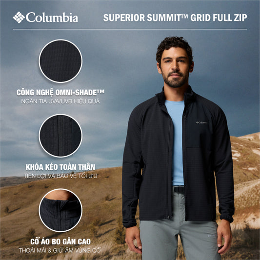Áo Khoác Nam Columbia Superior Summit™ Grid Full Zip - Đen - Supersports Vietnam